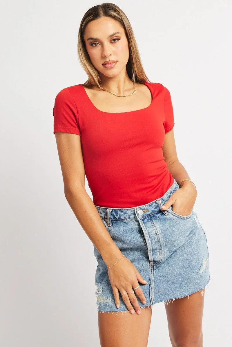 Red Supersoft Top Short Sleeve sold by Ally Fashion