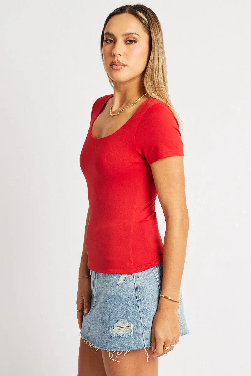 Red Supersoft Top Short Sleeve sold by Ally Fashion product image thumbnail 5
