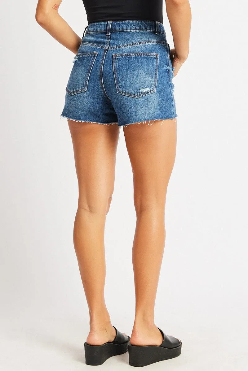 Denim Relaxed Short High Rise Ripped sold by Ally Fashion product image thumbnail 5