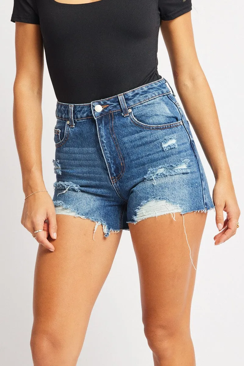 Denim Relaxed Short High Rise Ripped sold by Ally Fashion