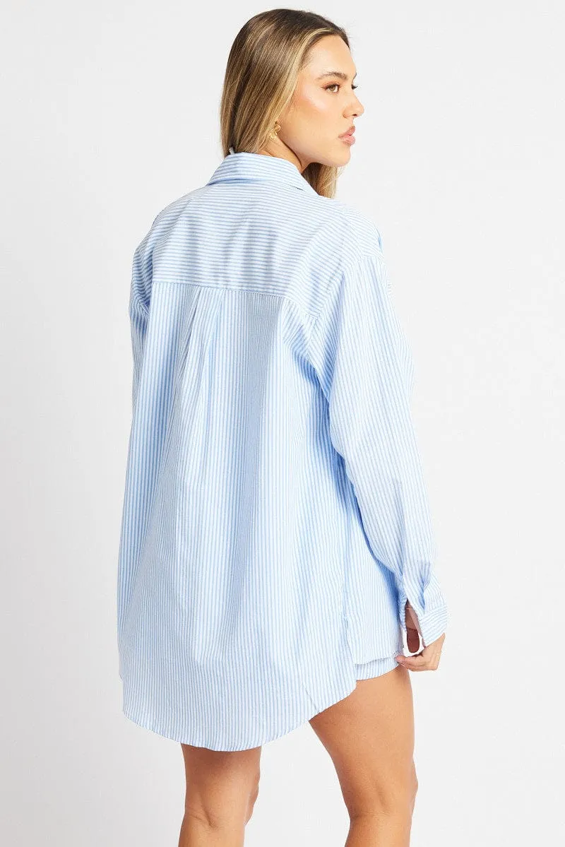 Blue Stripe Beach Shirt and Shorts Set sold by Ally Fashion product image thumbnail 5