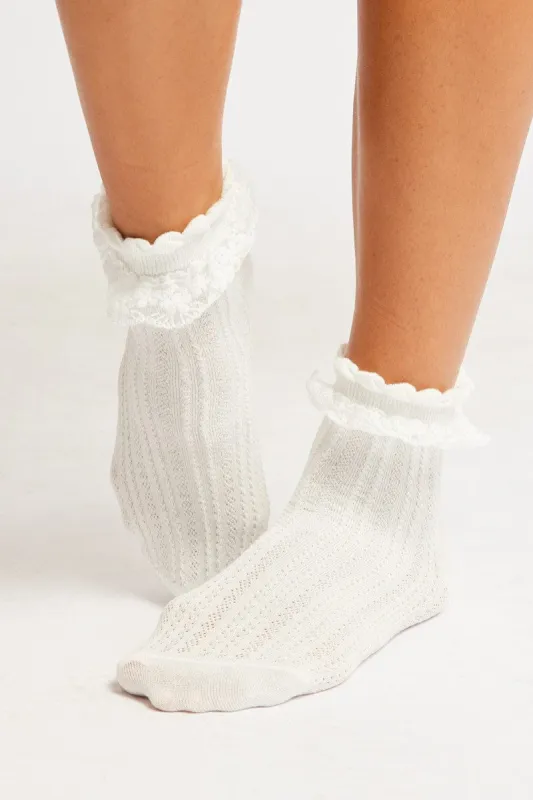 White Lace Frill Socks sold by Ally Fashion