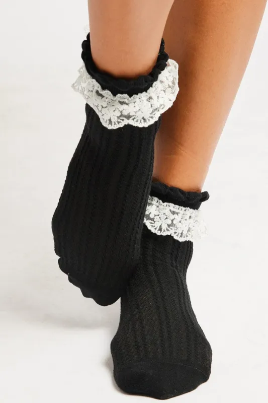 Black Lace Frill Socks sold by Ally Fashion