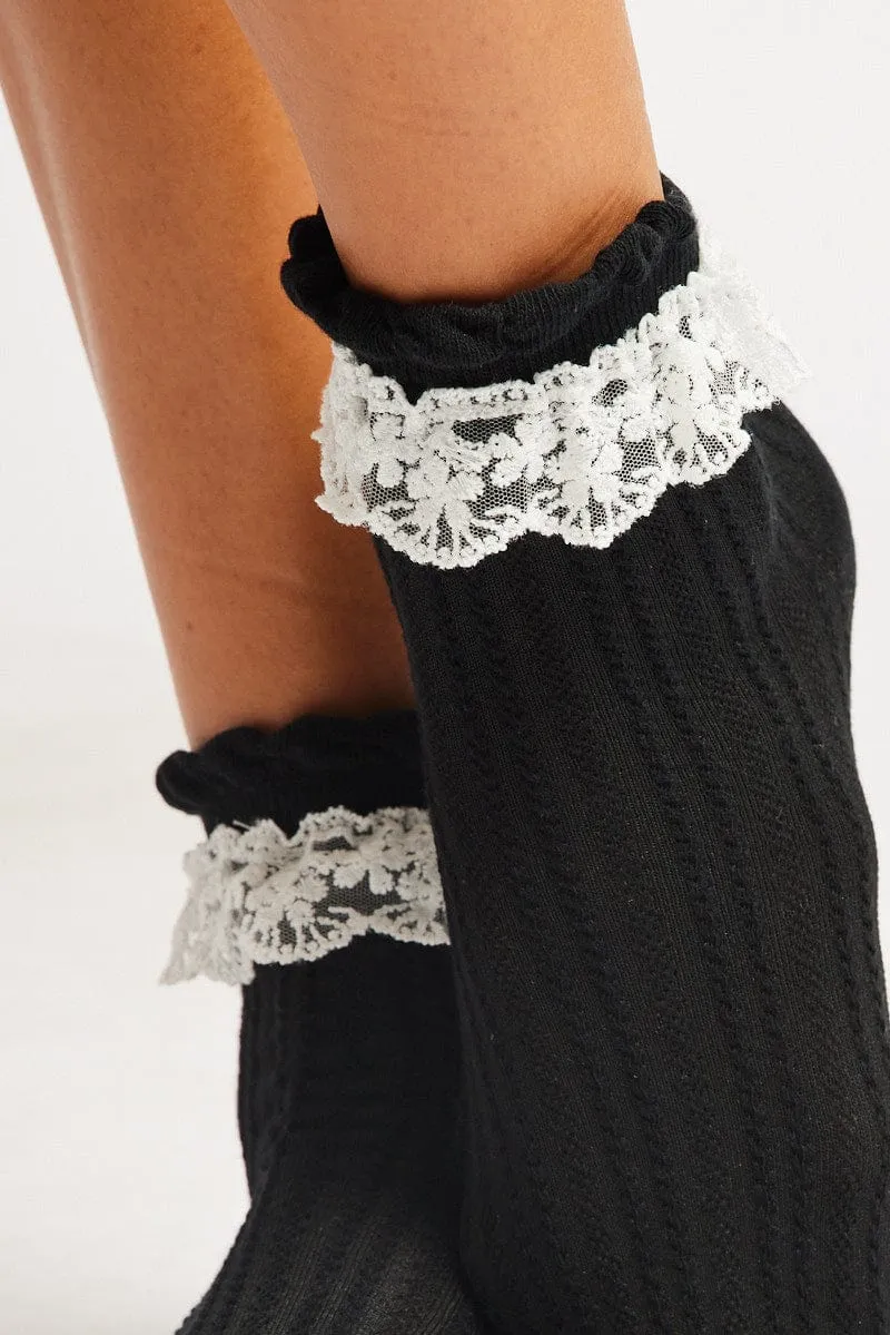 Black Lace Frill Socks sold by Ally Fashion product image thumbnail 2