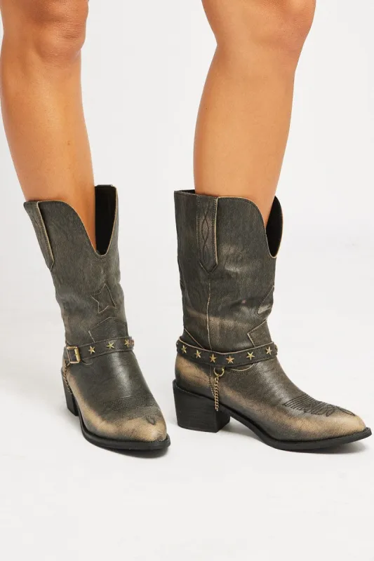 Brown Western Boots sold by Ally Fashion