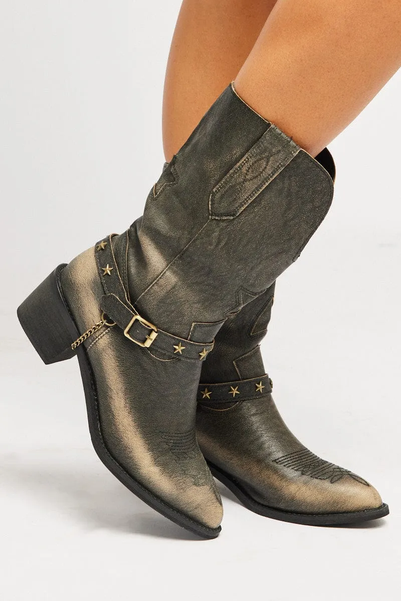 Brown Western Boots sold by Ally Fashion product image thumbnail 2