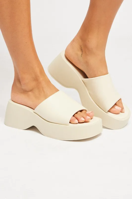 White Chunky Mule Sandals sold by Ally Fashion