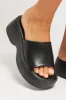 Black Chunky Mule Sandals sold by Ally Fashion