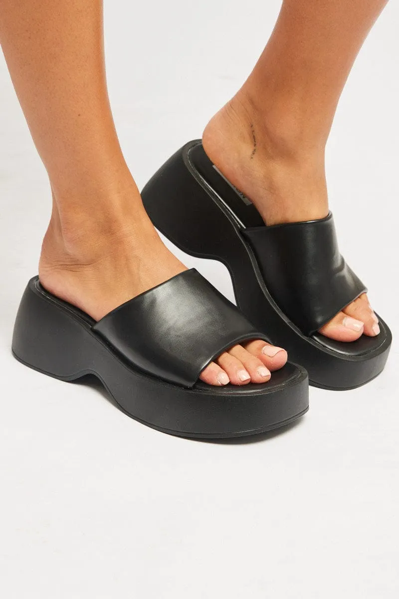 Black Chunky Mule Sandals sold by Ally Fashion