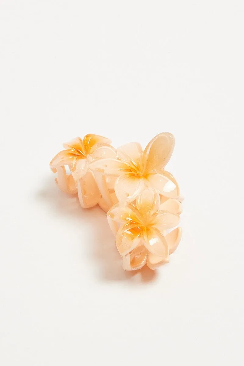 Orange Flower Claw Clip sold by Ally Fashion
