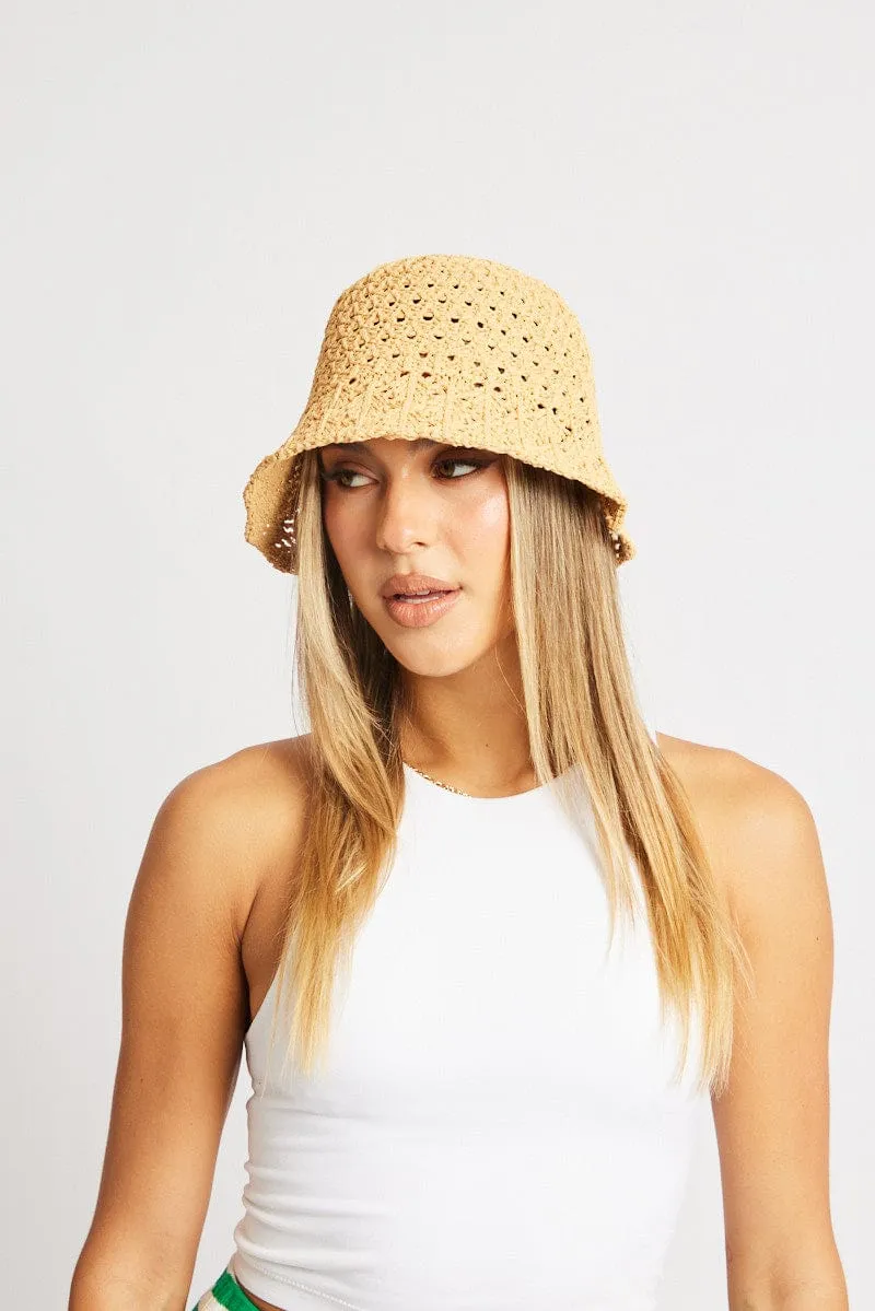 Beige Straw Bucket Hat sold by Ally Fashion
