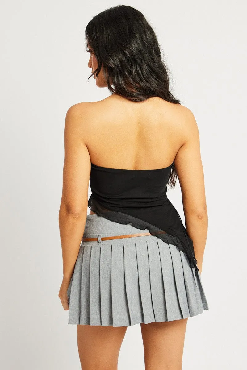 Black Bandeau Top Asymmetrical Ruffle Hem Mesh sold by Ally Fashion product image thumbnail 5