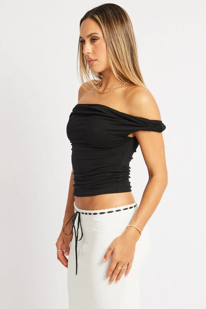 Black Twist Top Off Shoulder sold by Ally Fashion product image thumbnail 4