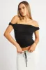 Black Twist Top Off Shoulder sold by Ally Fashion