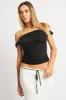Black Twist Top Off Shoulder sold by Ally Fashion