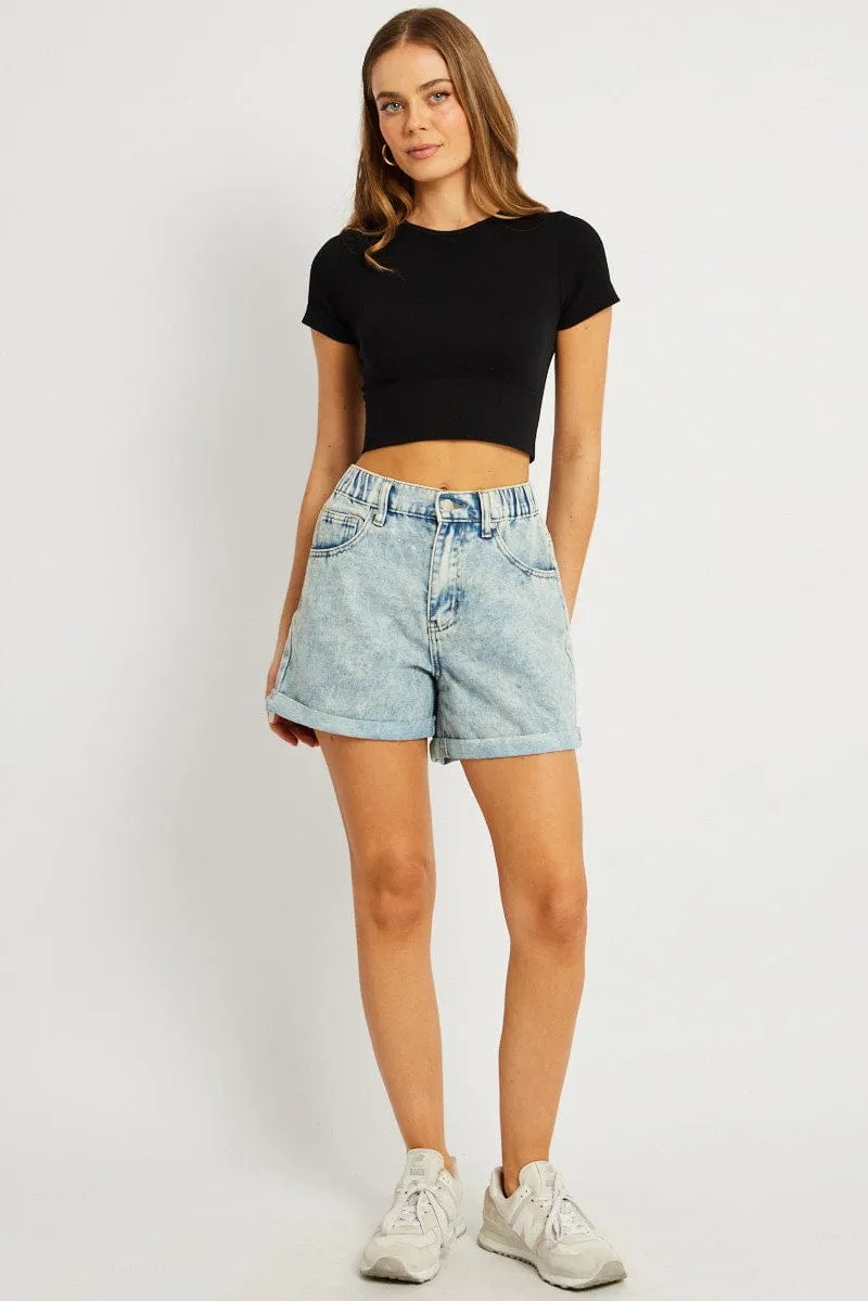 Denim Relaxed Short Elastic Waist sold by Ally Fashion product image thumbnail 2