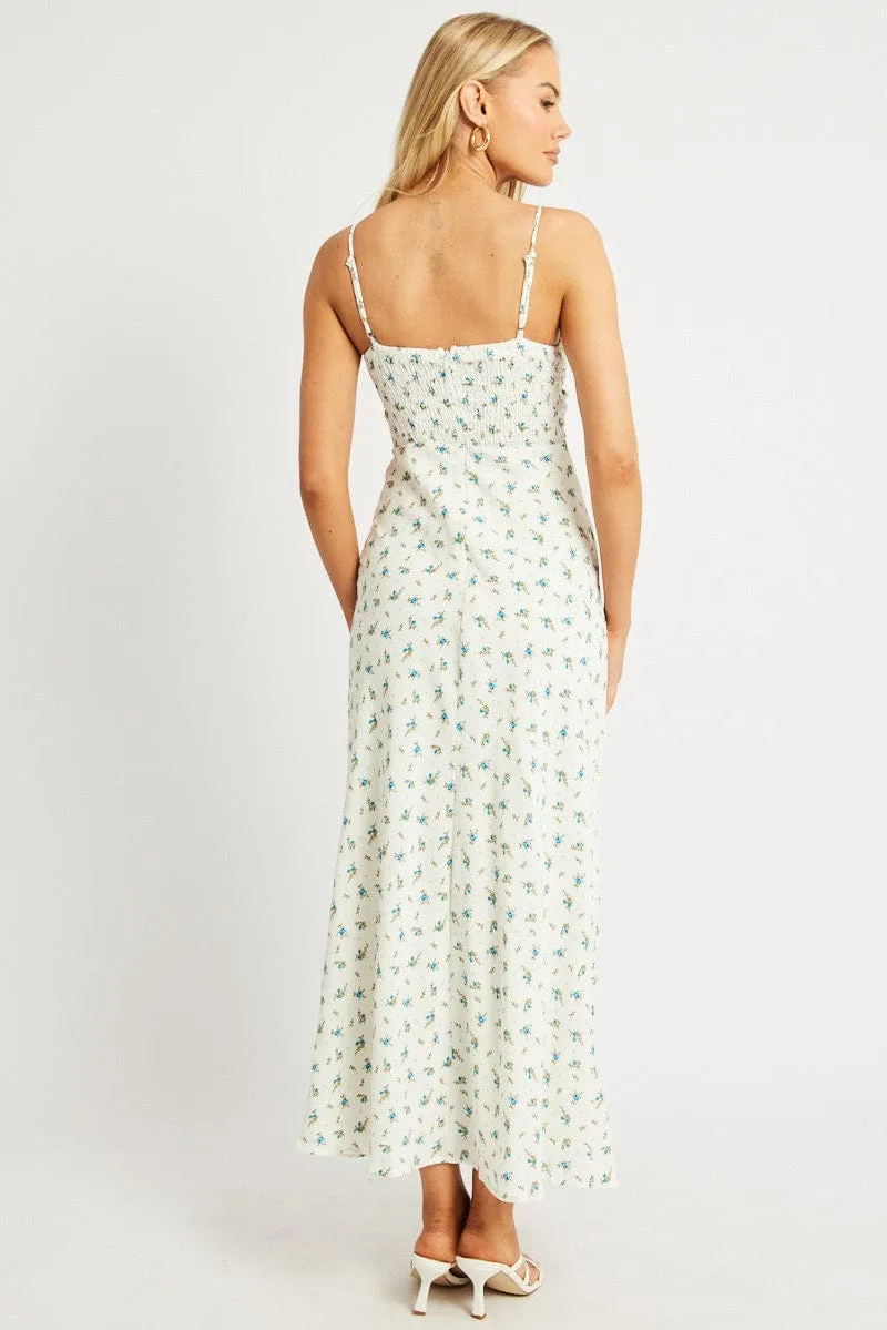 White Ditsy Midi Dress Strappy sold by Ally Fashion product image thumbnail 5