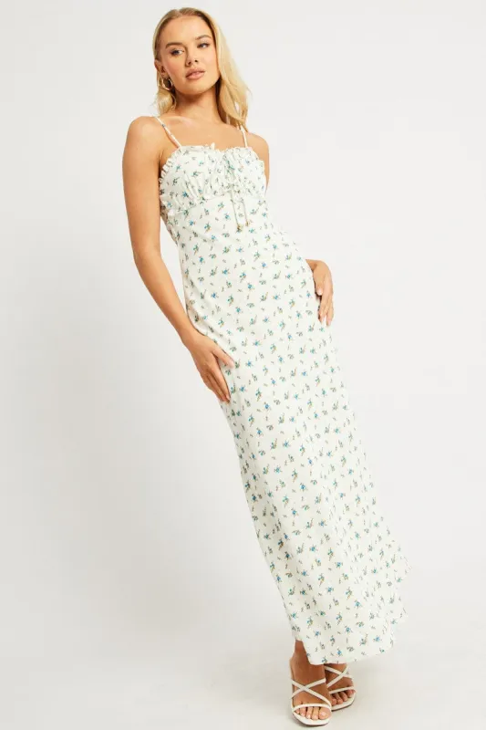 White Ditsy Midi Dress Strappy sold by Ally Fashion