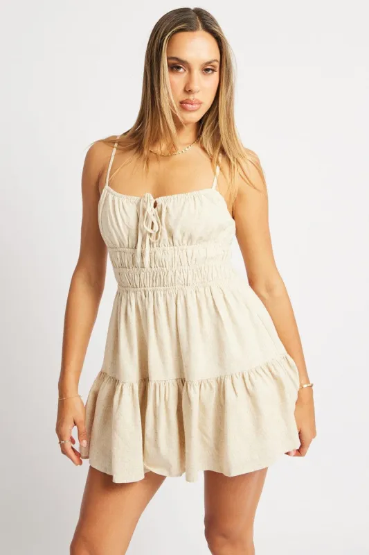 Beige Fit And Flare Dress Mini sold by Ally Fashion