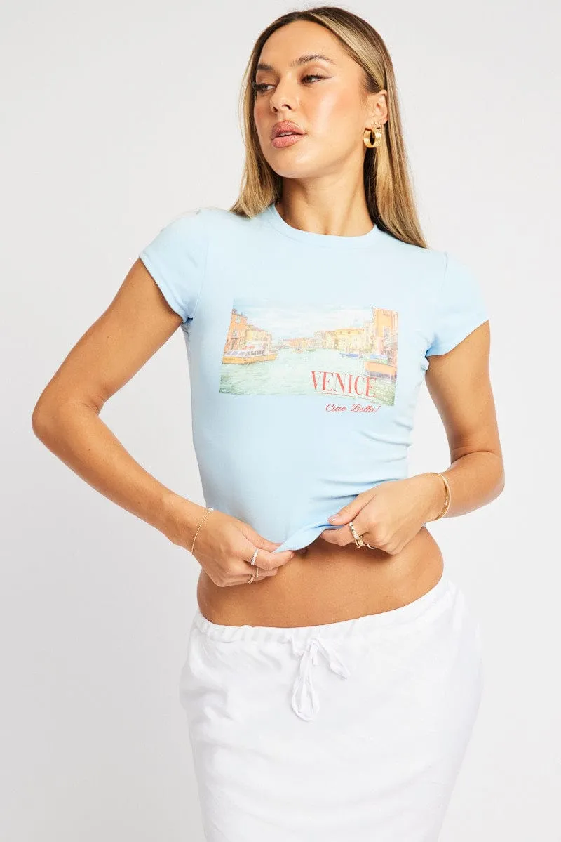 Blue Graphic Tee Short Sleeve sold by Ally Fashion product image thumbnail 3