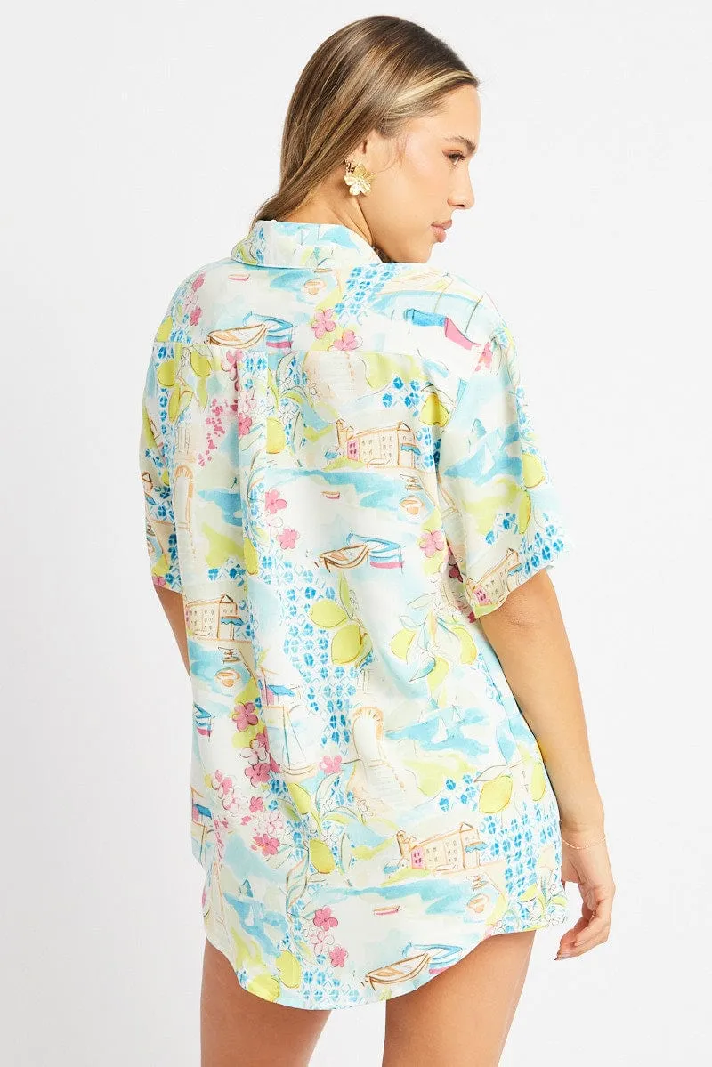 Multi Abstract Relaxed Shirt Short Sleeve sold by Ally Fashion product image thumbnail 5