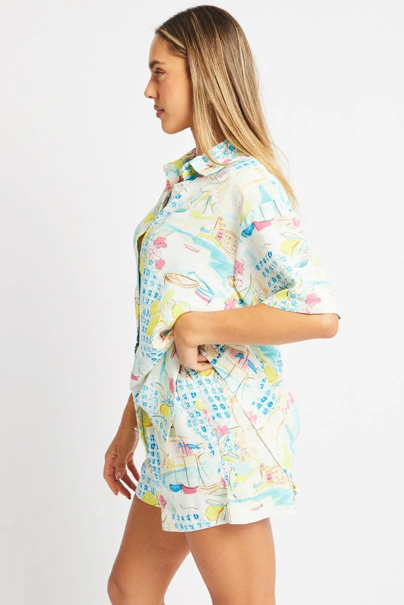 Multi Abstract Relaxed Shirt Short Sleeve sold by Ally Fashion product image thumbnail 4