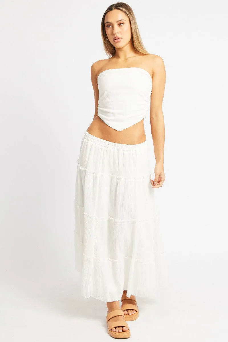 White Scarf Top Boob Tube Shirred Back Linen Blend sold by Ally Fashion product image thumbnail 3