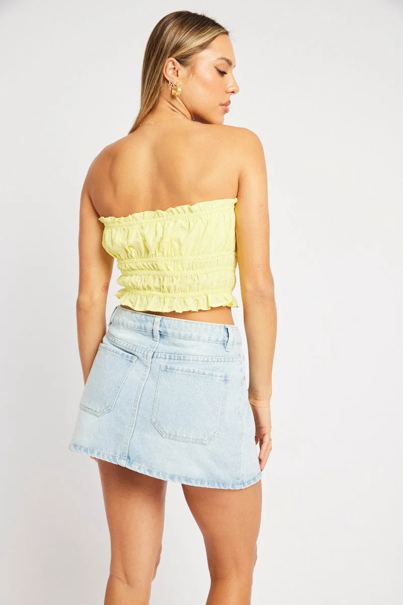 Yellow Gathered Crop Top Strapless sold by Ally Fashion product image thumbnail 5