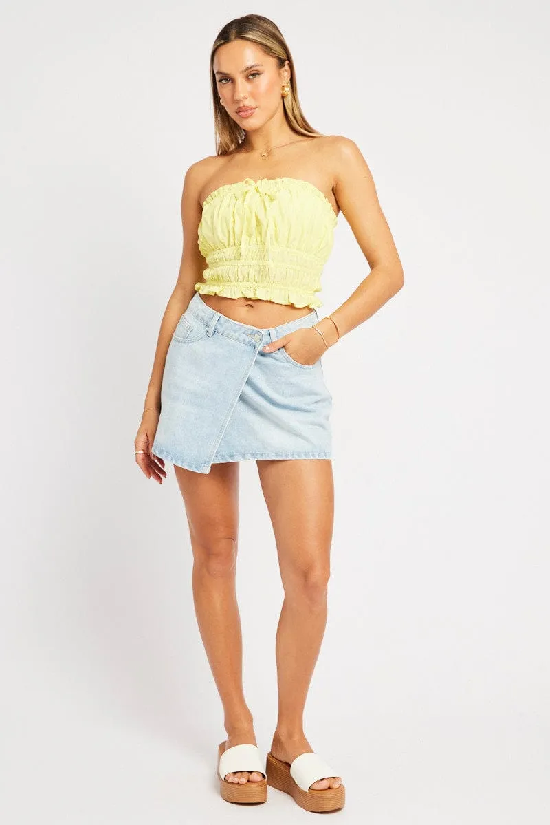Yellow Gathered Crop Top Strapless sold by Ally Fashion product image thumbnail 2