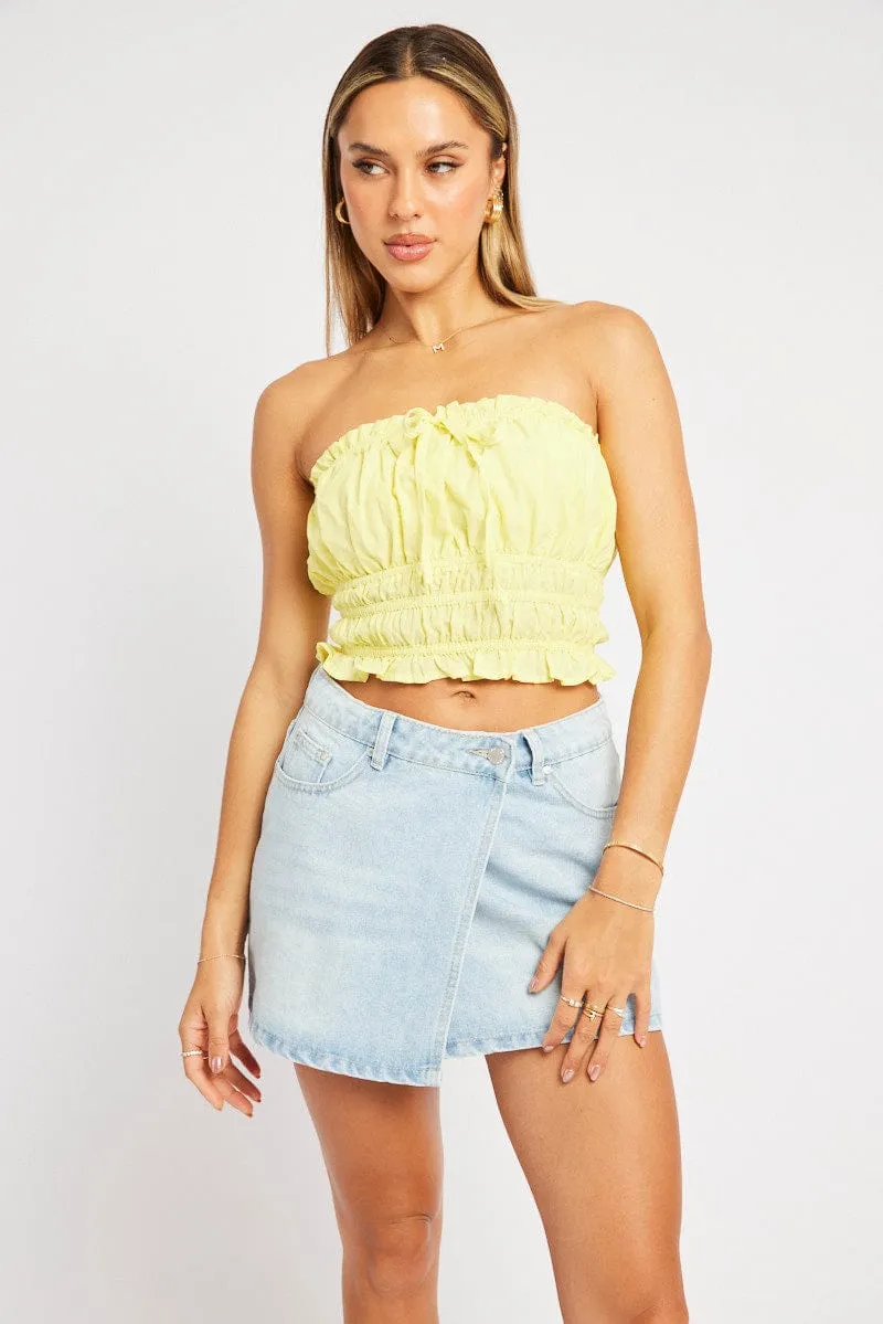 Yellow Gathered Crop Top Strapless sold by Ally Fashion product image thumbnail 3