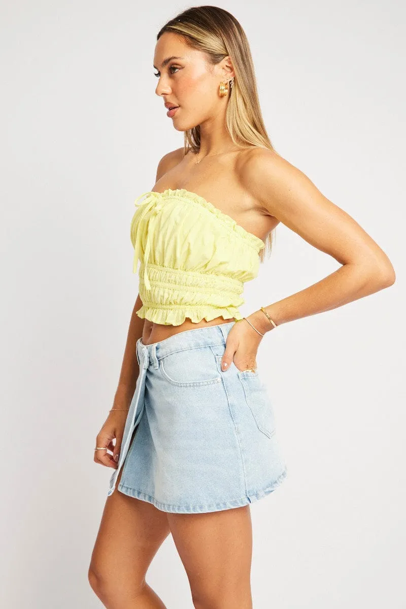 Yellow Gathered Crop Top Strapless sold by Ally Fashion product image thumbnail 4