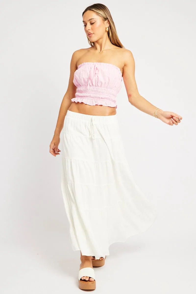 Pink Gathered Crop Top Strapless sold by Ally Fashion product image thumbnail 2