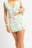 Multi Abstract Mini Skirt High Rise Split sold by Ally Fashion