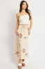 Beige Abstract Midaxi Skirt Relaxed Fit Elastic Waist sold by Ally Fashion