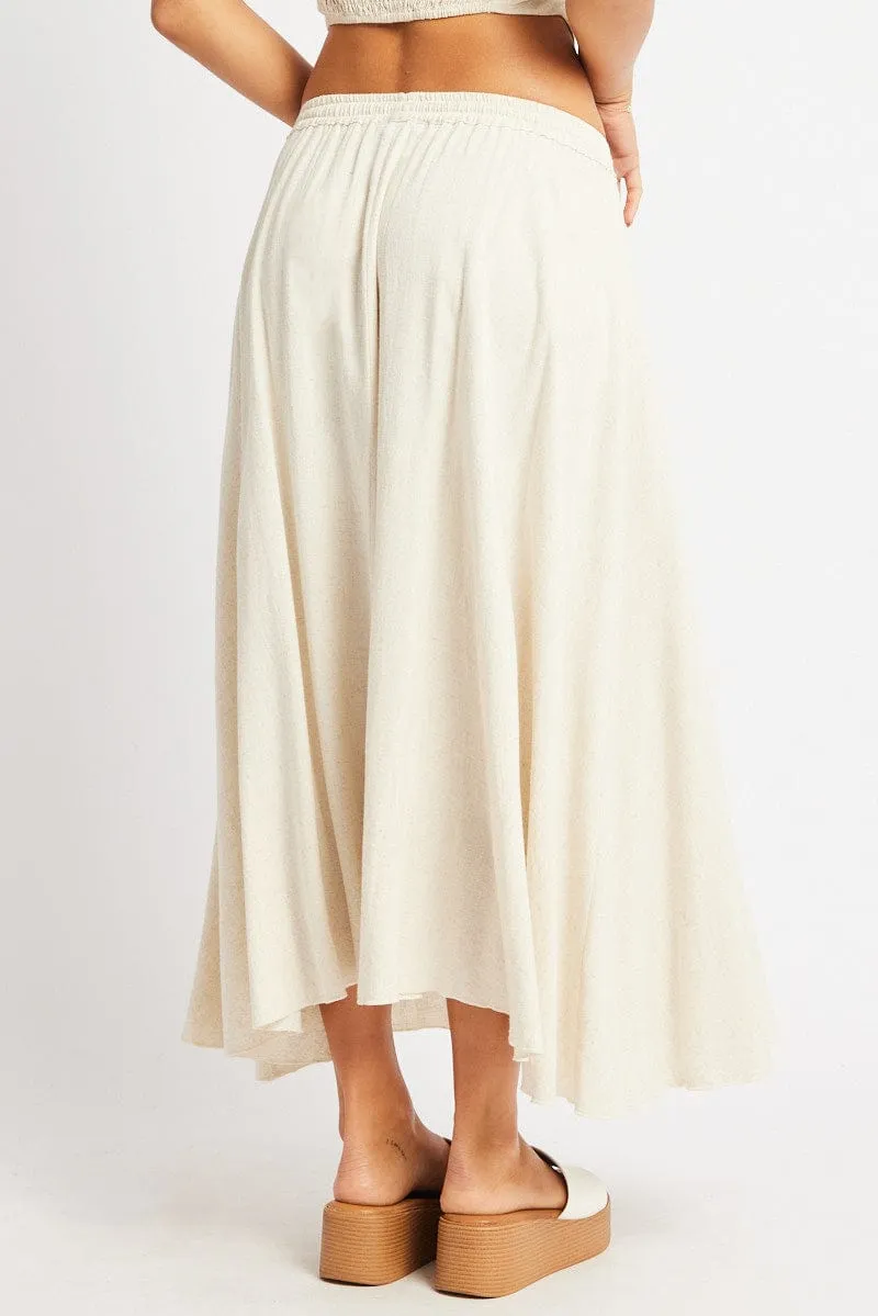 Beige Midaxi Skirt High Rise Volume Linen Blend sold by Ally Fashion product image thumbnail 5