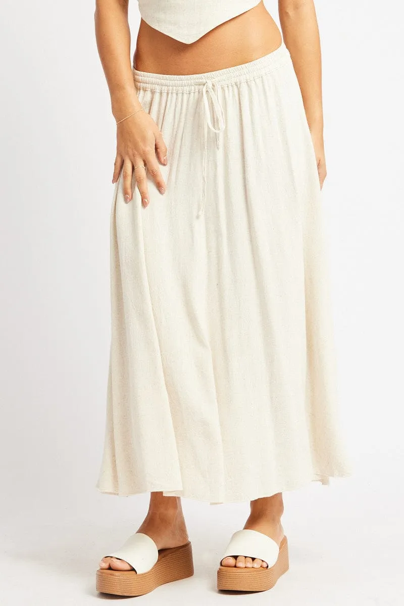 Beige Midaxi Skirt High Rise Volume Linen Blend sold by Ally Fashion product image thumbnail 3
