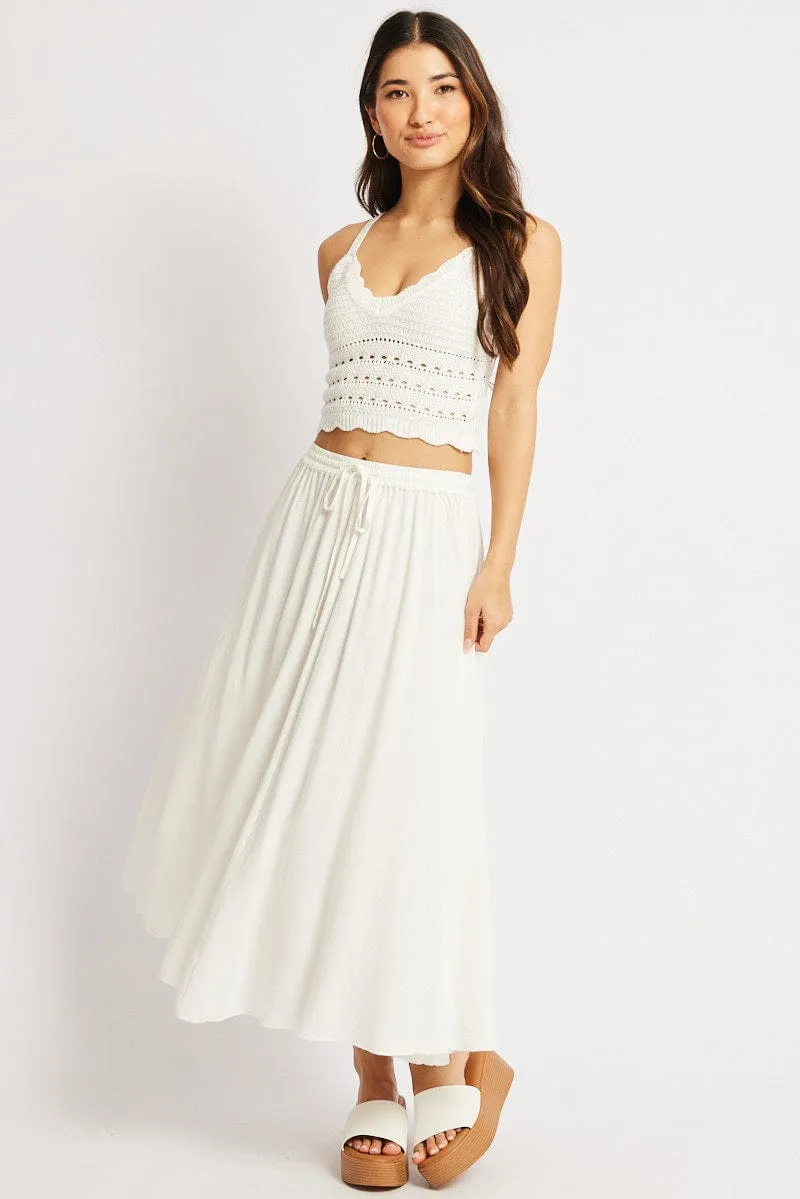 White Crochet Top Sleeveless V Neck Crop Knitted sold by Ally Fashion product image thumbnail 2