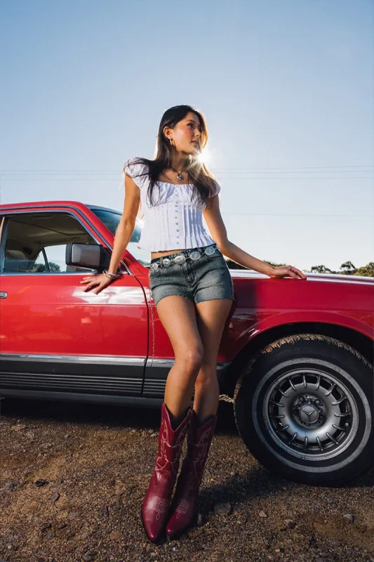 Denim Skinny Shorts Mid Rise sold by Ally Fashion