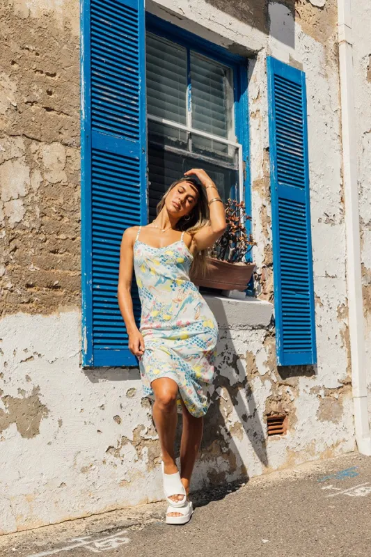 Multi Abstract Maxi Dress Bias Cut sold by Ally Fashion