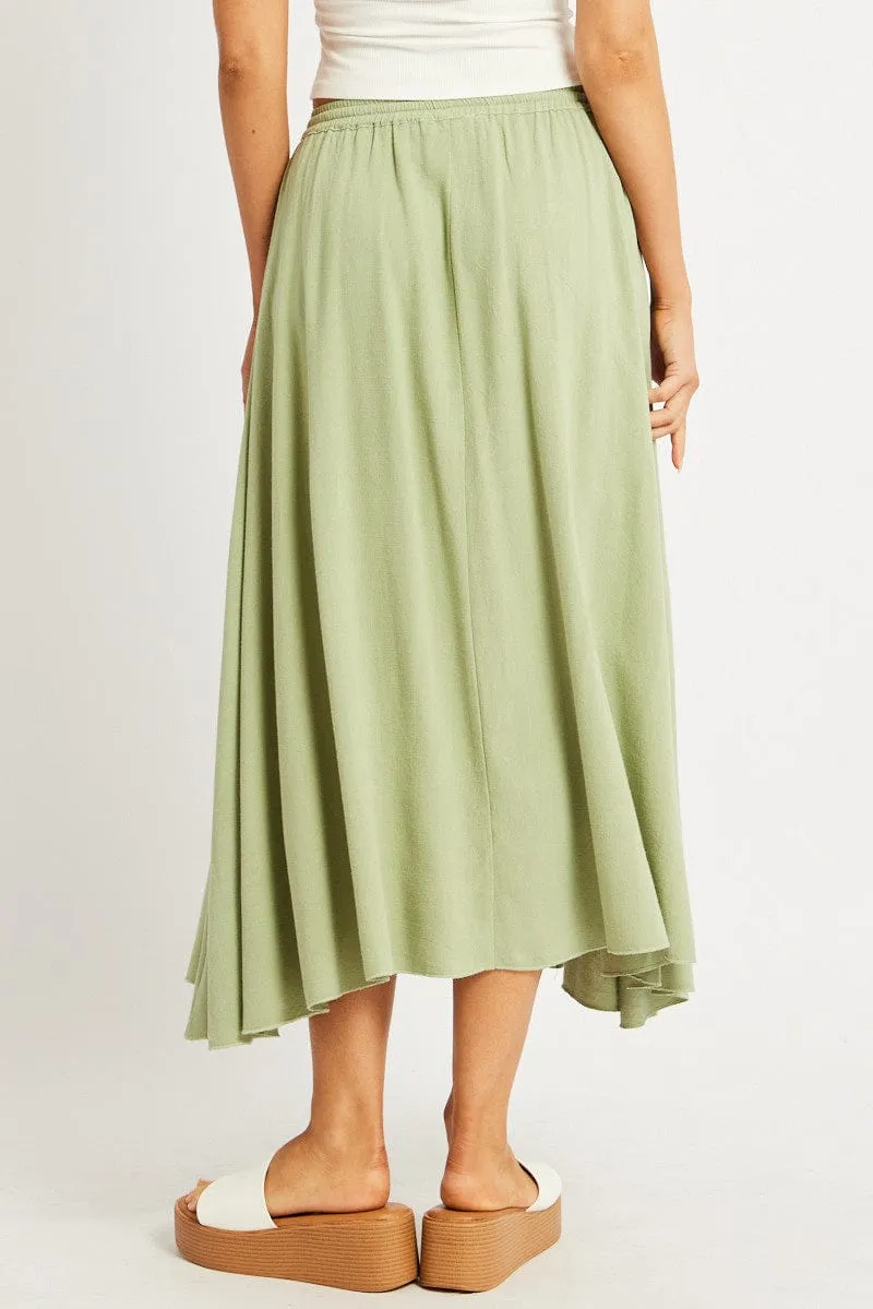 Green Midaxi Skirt High Rise Volume Linen Blend sold by Ally Fashion product image thumbnail 5