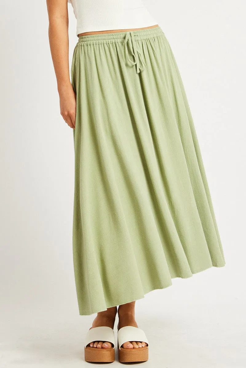 Green Midaxi Skirt High Rise Volume Linen Blend sold by Ally Fashion product image thumbnail 3