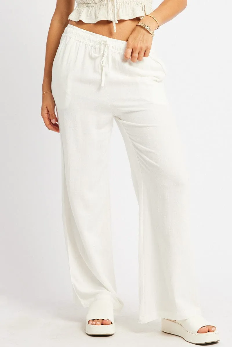 White Wide Leg Pants Elasticated Waist sold by Ally Fashion product image thumbnail 3