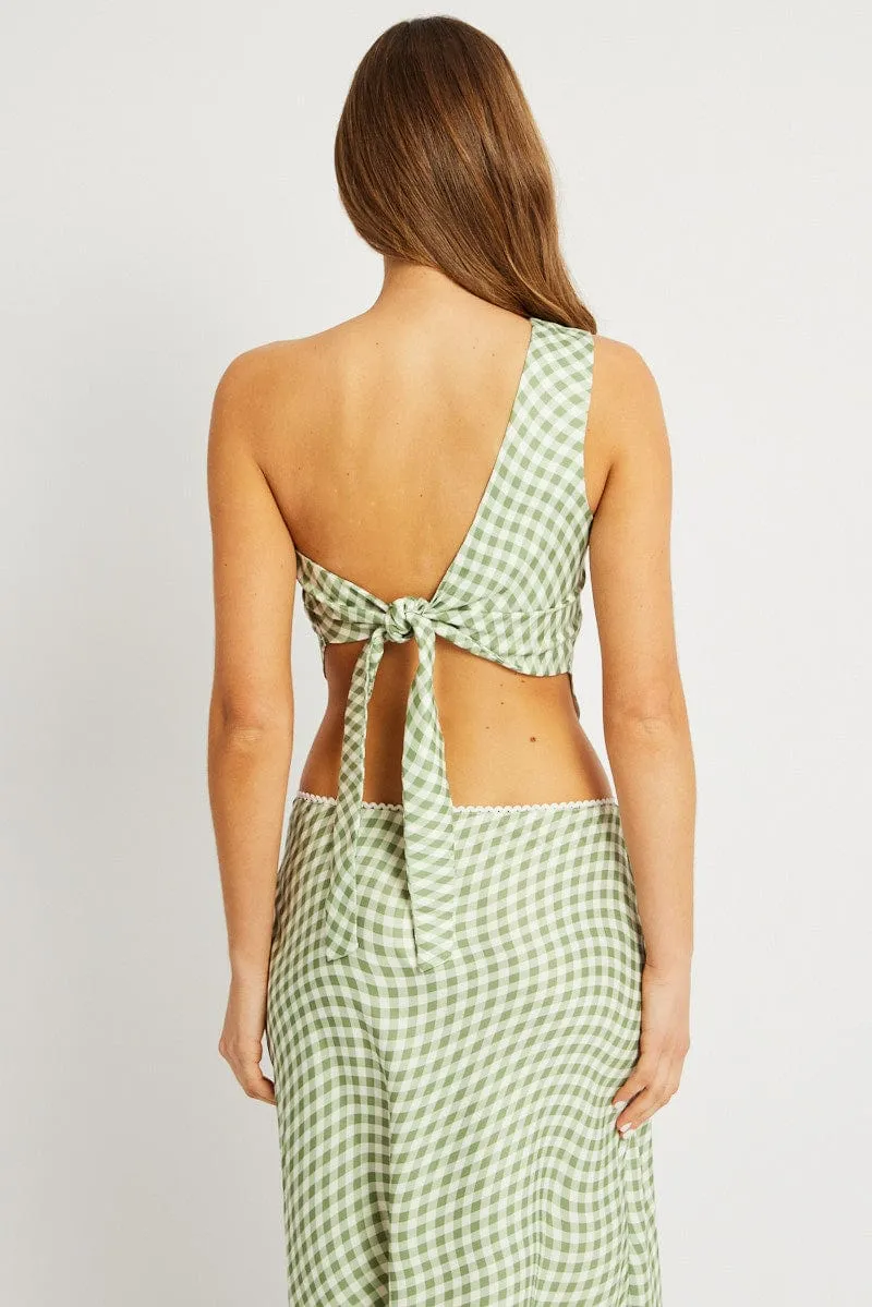 Green Check Scarf Top One Shoudler sold by Ally Fashion product image thumbnail 5