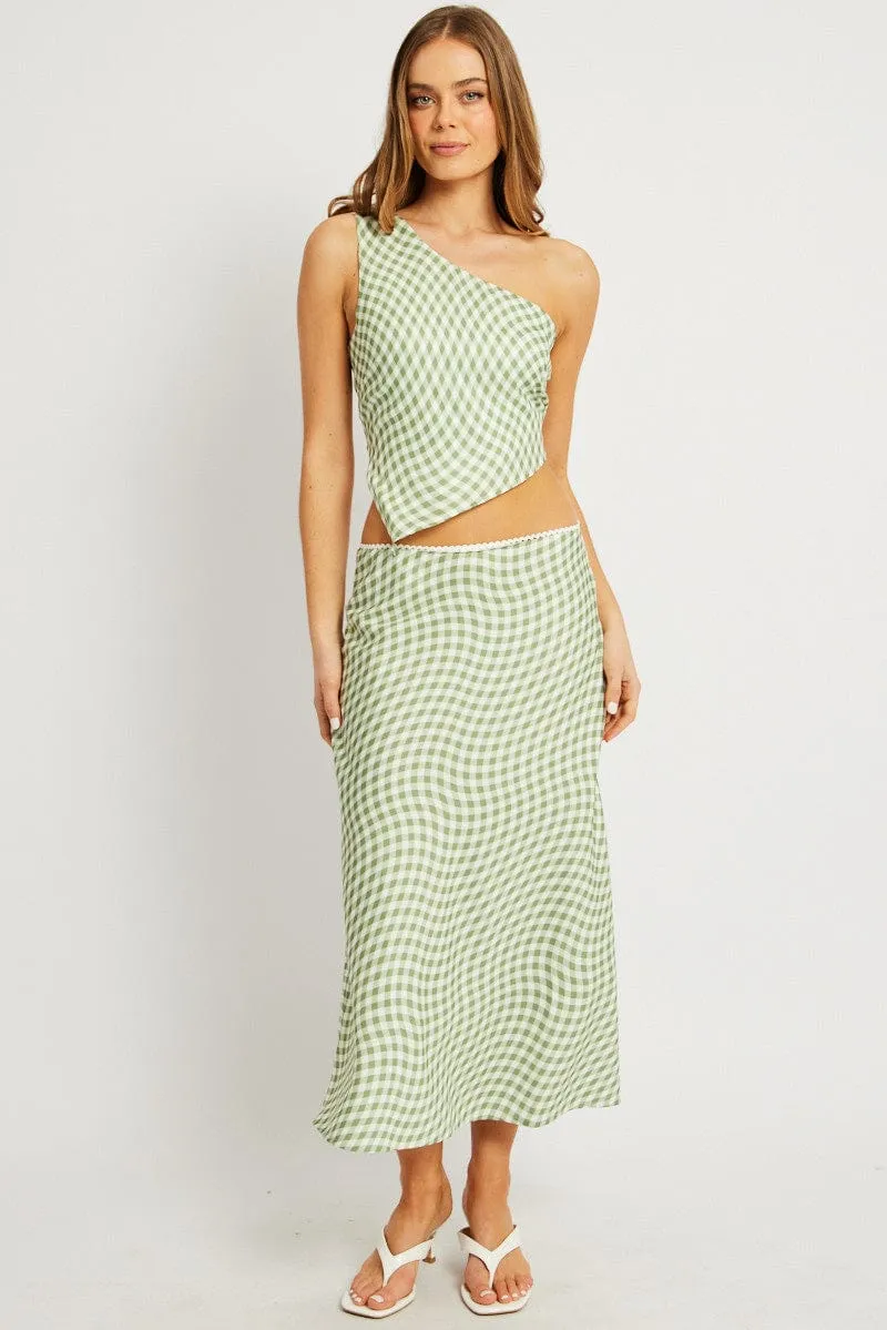 Green Check Scarf Top One Shoudler sold by Ally Fashion product image thumbnail 3