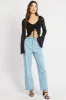 Black Tie Front Frill Top Long Sleeve Lace sold by Ally Fashion