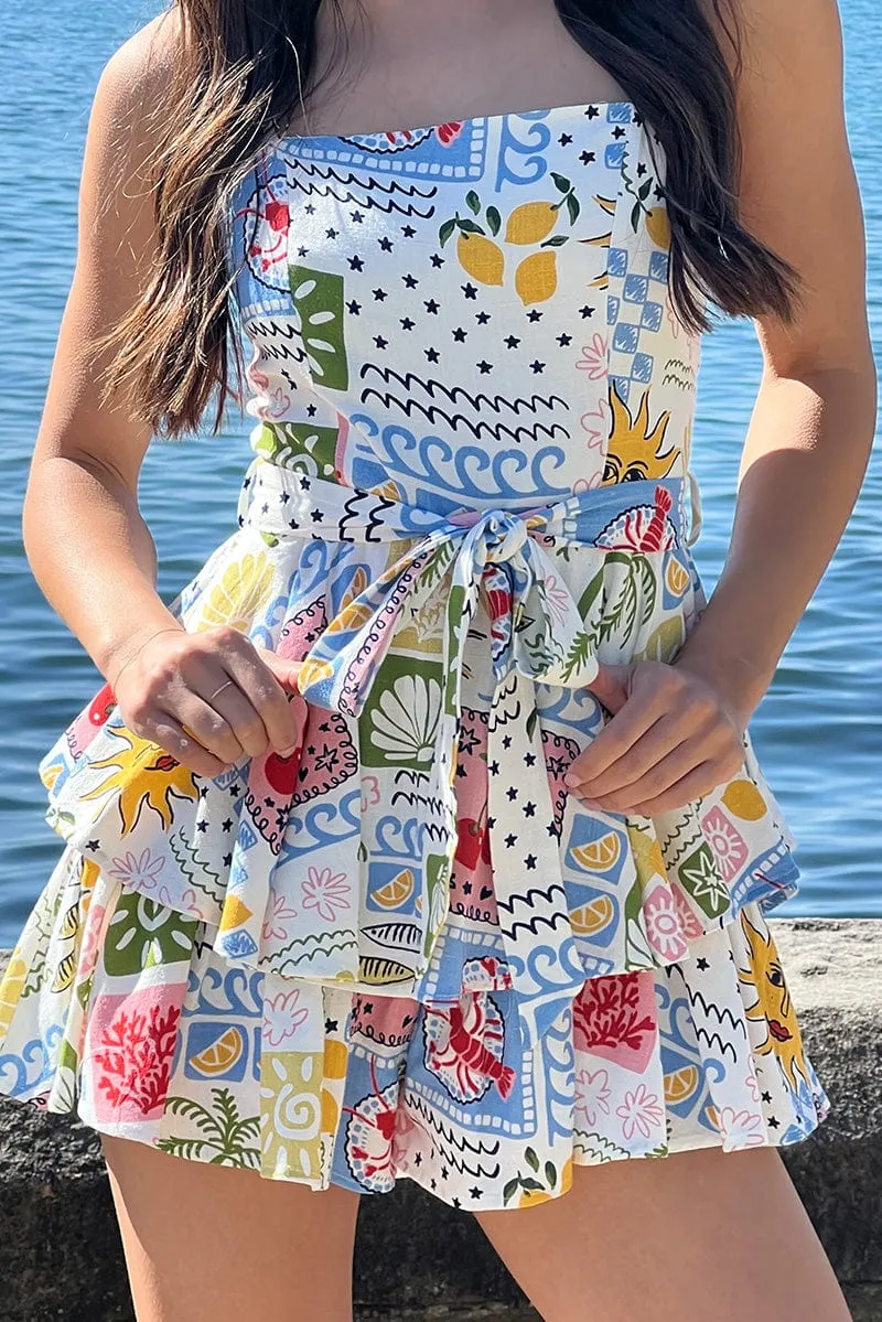 Multi Abstract Fit And Flare Playsuit Square Neck sold by Ally Fashion product image thumbnail 3