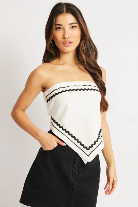 White Scarf Top Sleeveless Ric Rac sold by Ally Fashion