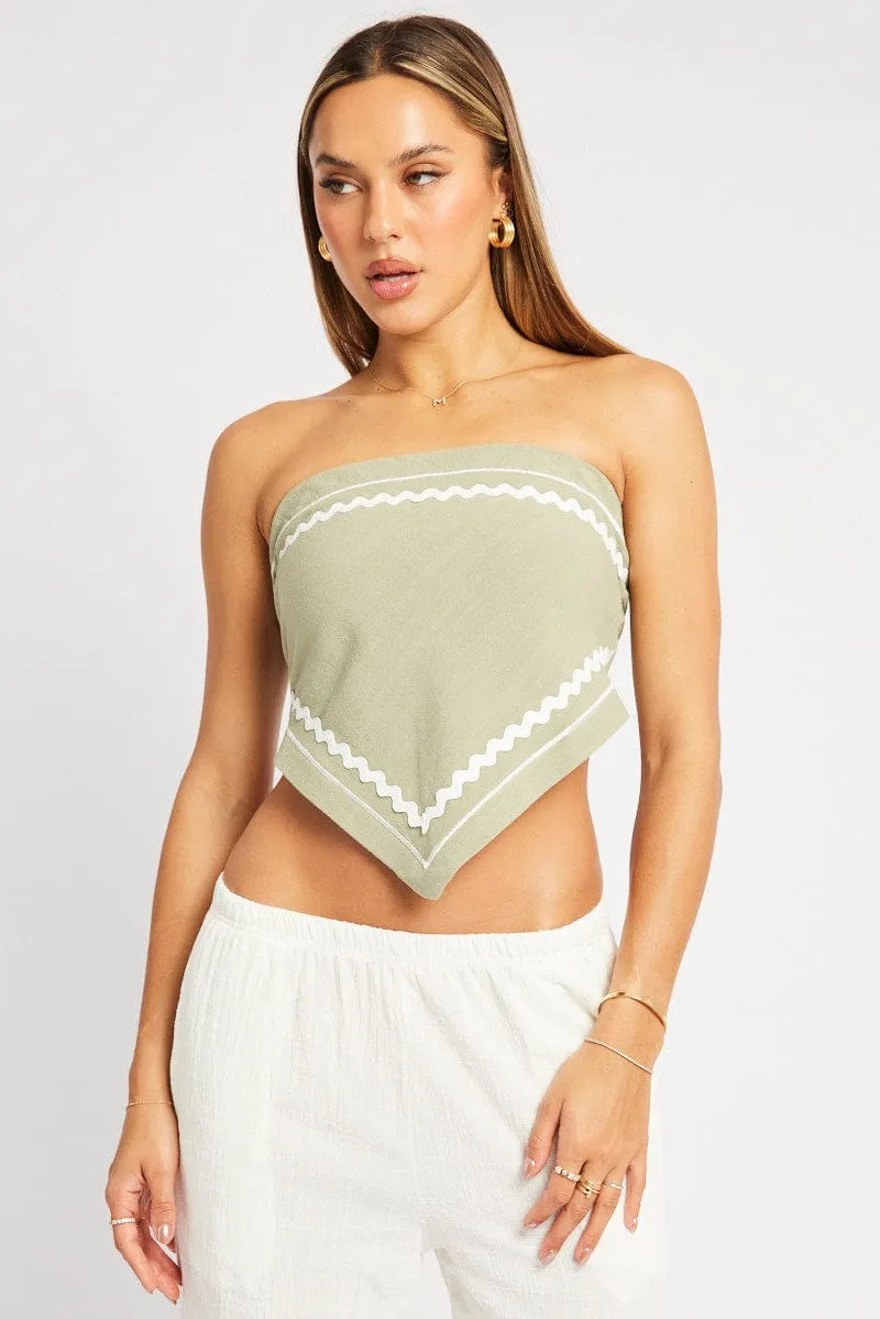 Green Scarf Top Sleeveless Ric Rac sold by Ally Fashion