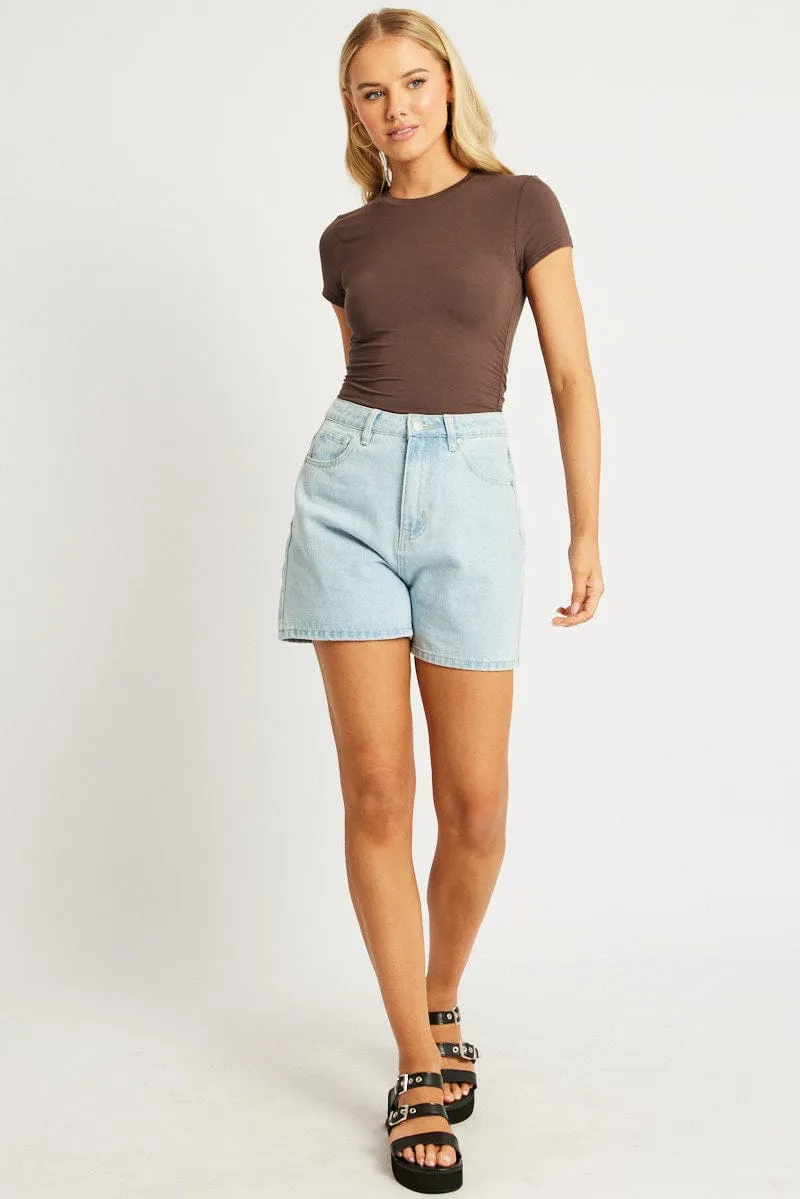 Brown T Shirt Short Sleeve Crew Neck Modal sold by Ally Fashion product image thumbnail 2