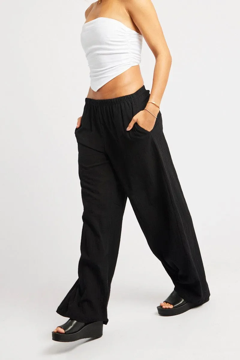 Black Wide Leg Pants High Rise sold by Ally Fashion